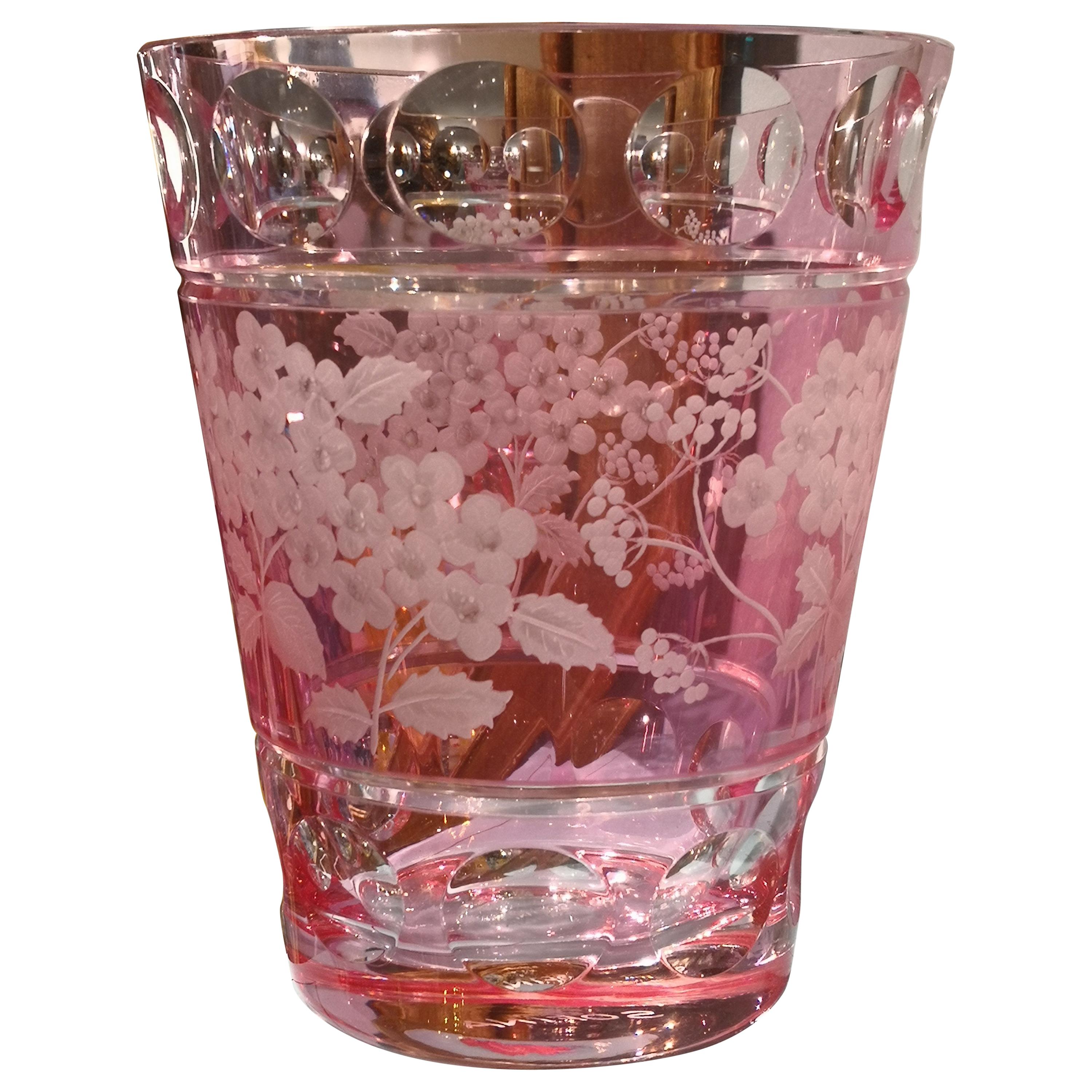 Hand Blown Country Style Crystal Vase Pink Sofina Boutique Kitzbuehel For Sale