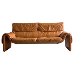 De Sede, Switzerland Cognac Leather Sofa Design No DS2011, circa 1980