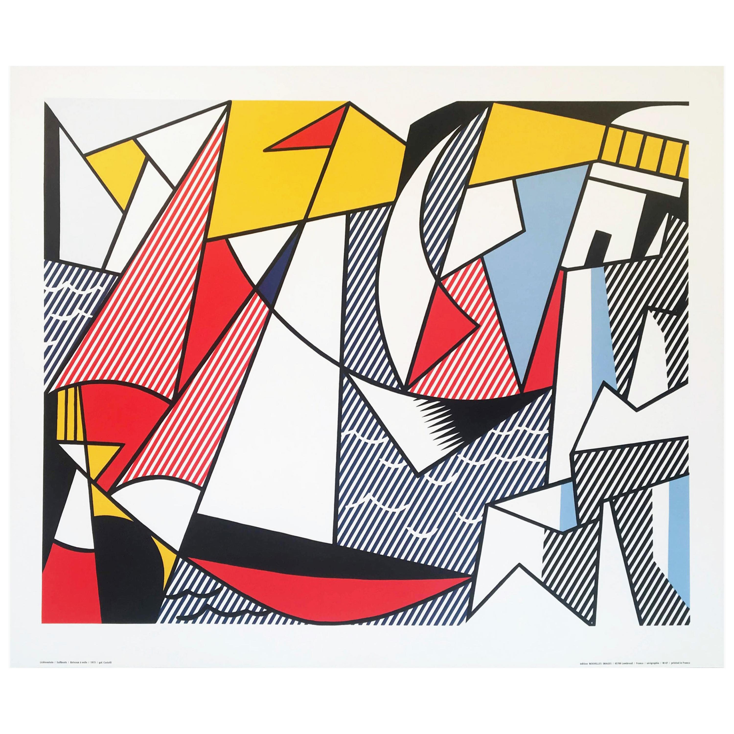 Roy Lichtenstein 'Sailboats / Leo Castelli' Rare Original 1973 Poster Print For Sale