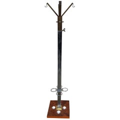 Mid-Century Modern Italian Chrome and Brass Coat and Umbrella Free Standing Rack