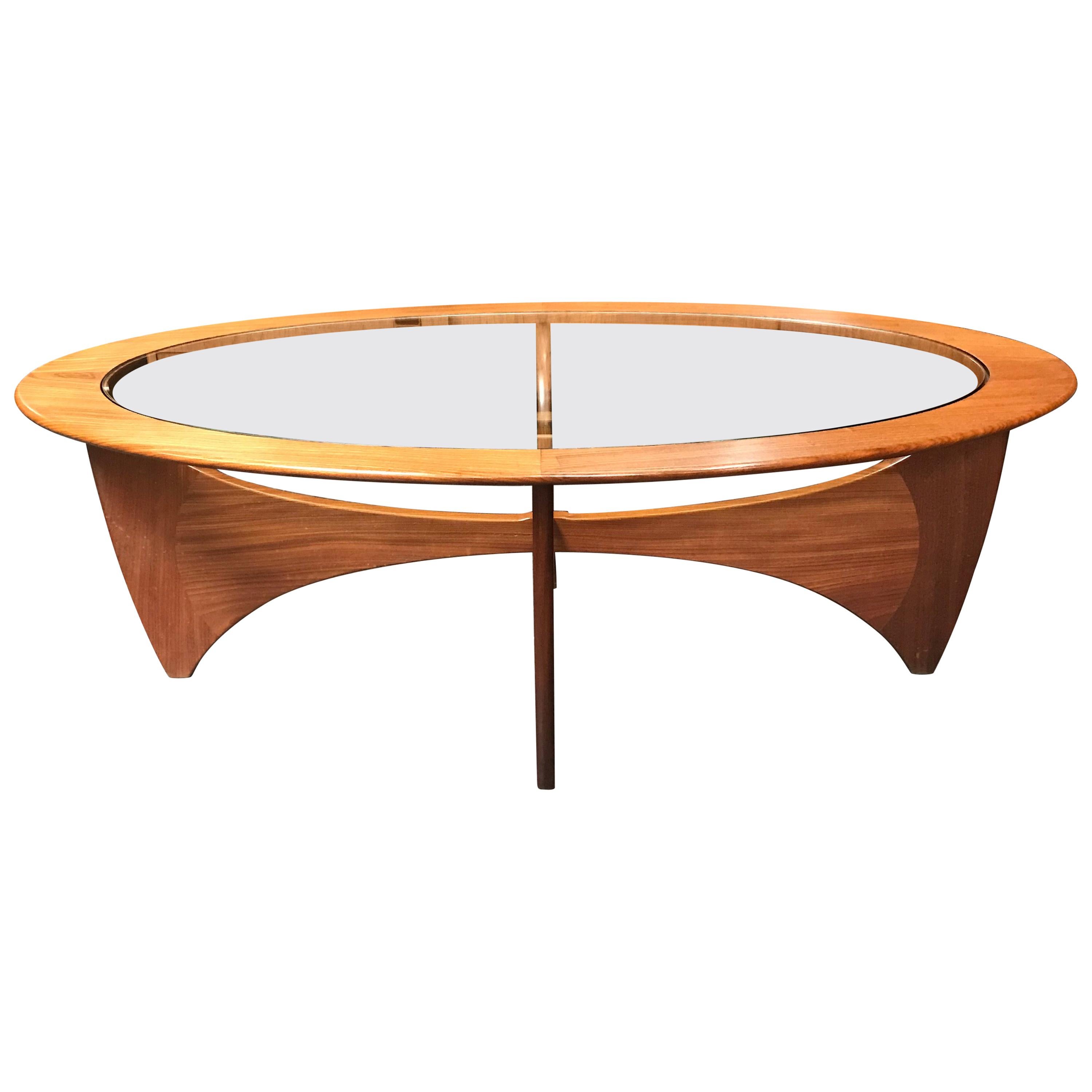 Oval Astro Midcentury Teak and Glass Coffee Table by Vb Wilkins for G-Plan