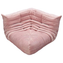 Togo Corner Couch in Pink Velvet by Michel Ducaroy for Ligne Roset