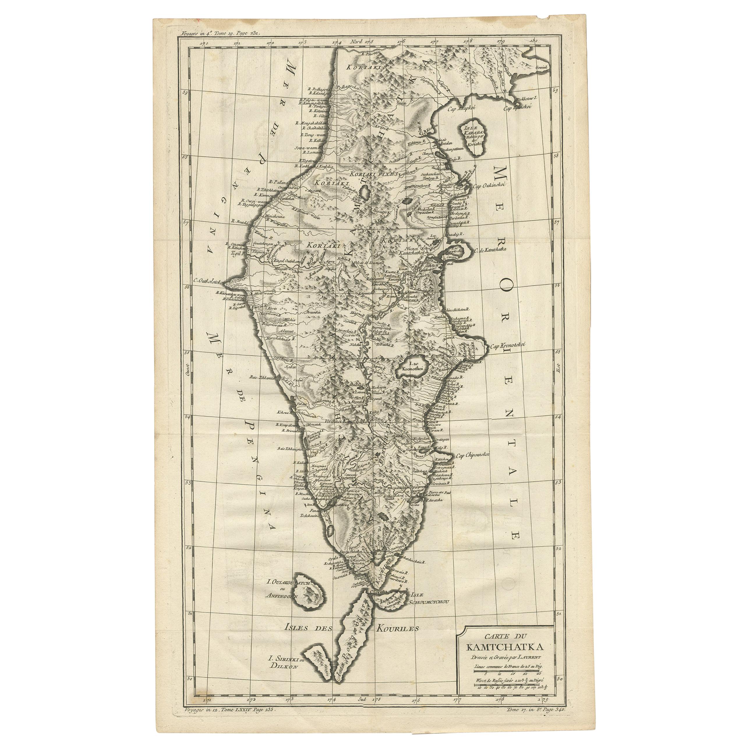 Antique Map of Kamchatka by Bellin, '1757' For Sale