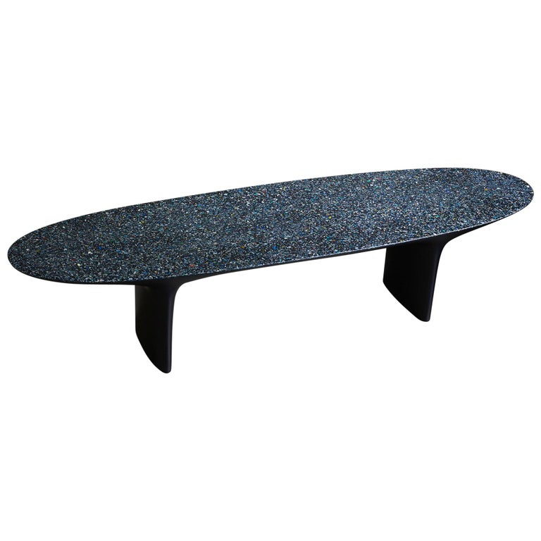 Flotsam, Black Cast Recycled Ocean Plastic Terrazzo Bench Seat by Brodie Neill For Sale