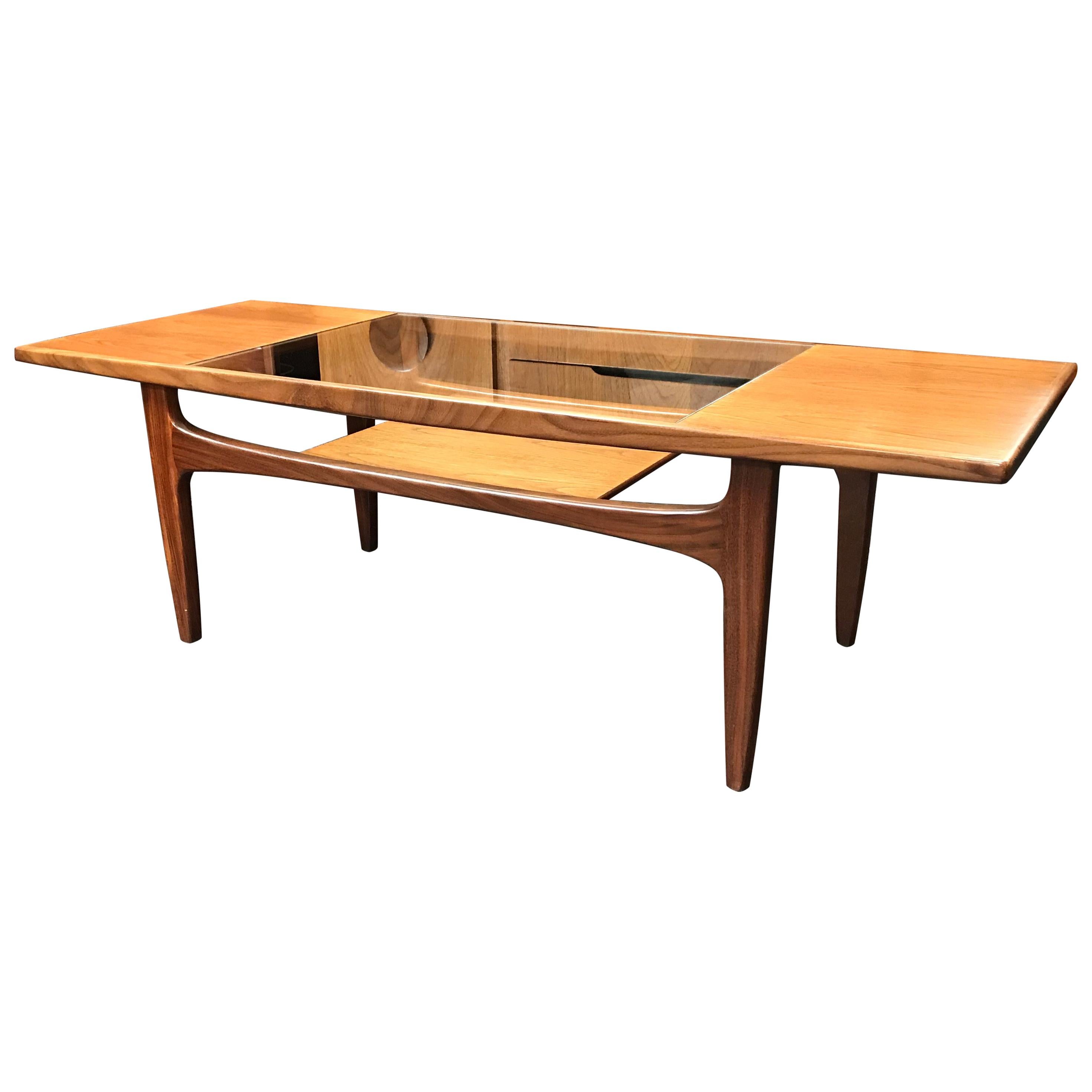 Rectangular Midcentury Teak and Glass Coffee Table by G-Plan For Sale