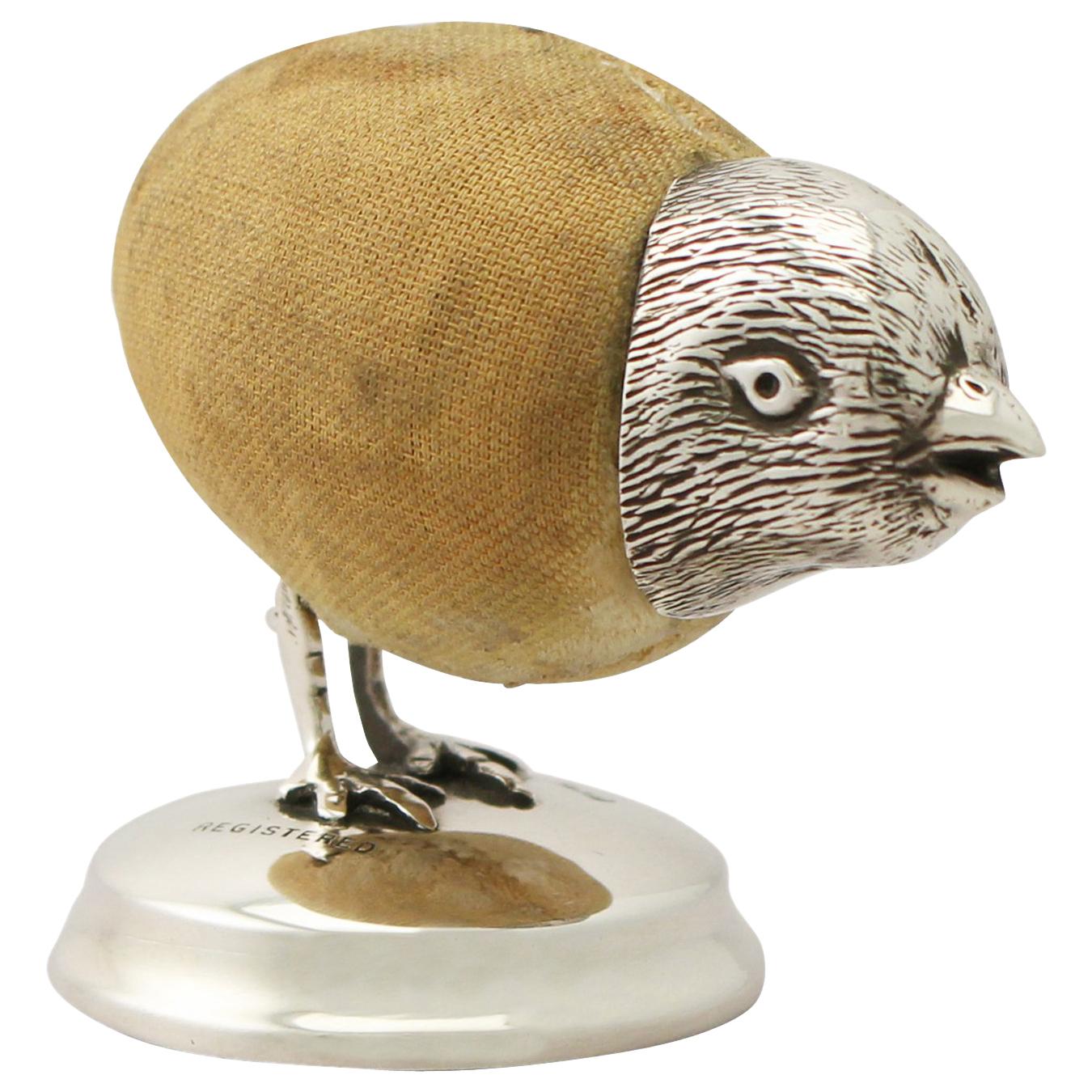 Antique Edwardian Sterling Silver ‘Chick’ Pin Cushion