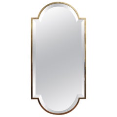 Midcentury Italian Lozenge-Shaped Wall Mirror with Brass Frame, 'circa 1950s'