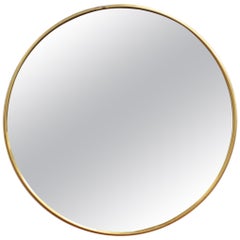 Midcentury Italian Wall Mirror with Brass Frame, circa 1950s