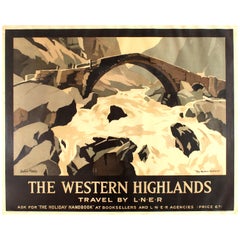 Original Vintage Railway Poster The Western Highlands in Scotland Travel by LNER