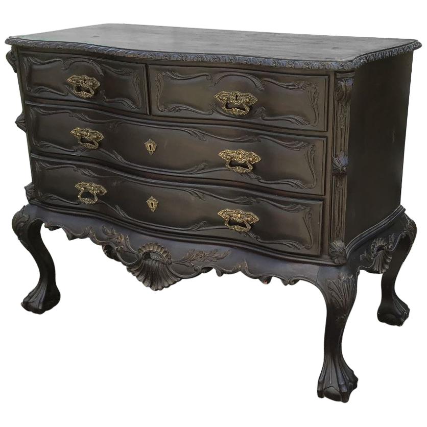19th Century French Ebonized Chest of Drawers with Its Original Patina, 1890s For Sale