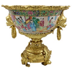 19th Century Fine Cantonese Famille Rose and Ormolu Mounted Two Handled Bowl
