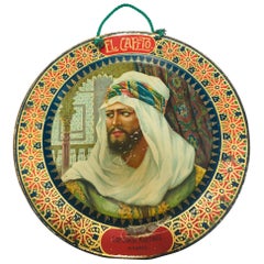 El Cafeto Metal Hanging Advertising Plate with a Moorish Prince