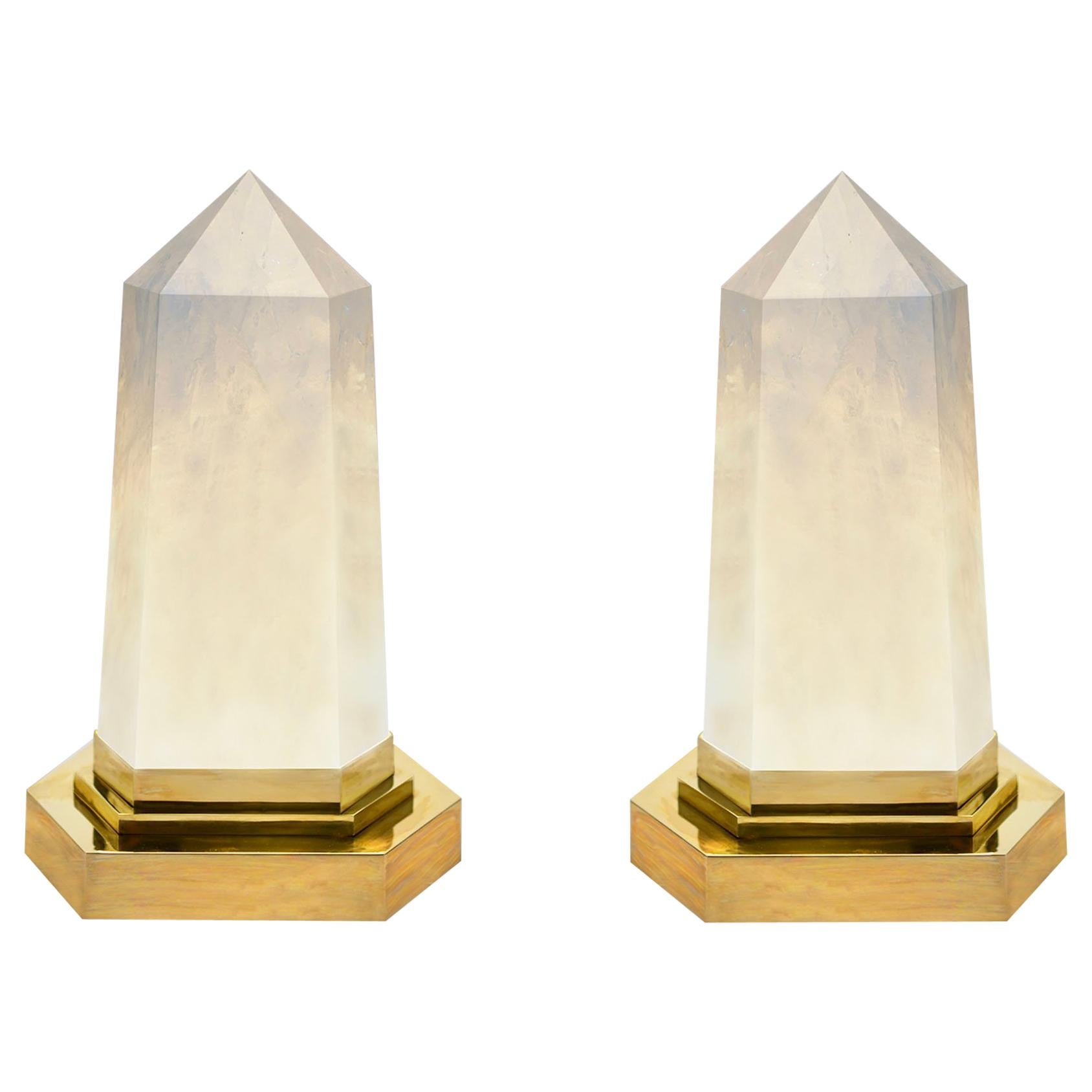 Rock Crystal Obelisk Lights by Phoenix For Sale