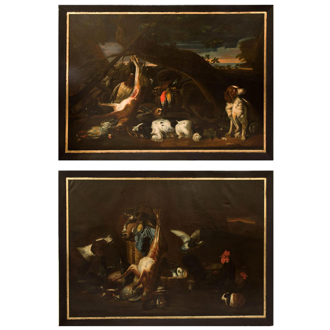 Pair of Large Still Life Oil Paintings Signed, G. Vincentini For Sale