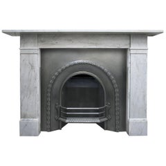 Antique late Victorian Carrara Marble Fireplace Surround