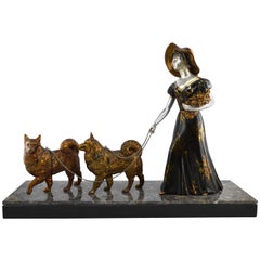 French Art Deco Chow-Chow Couple by Cham, 1930s