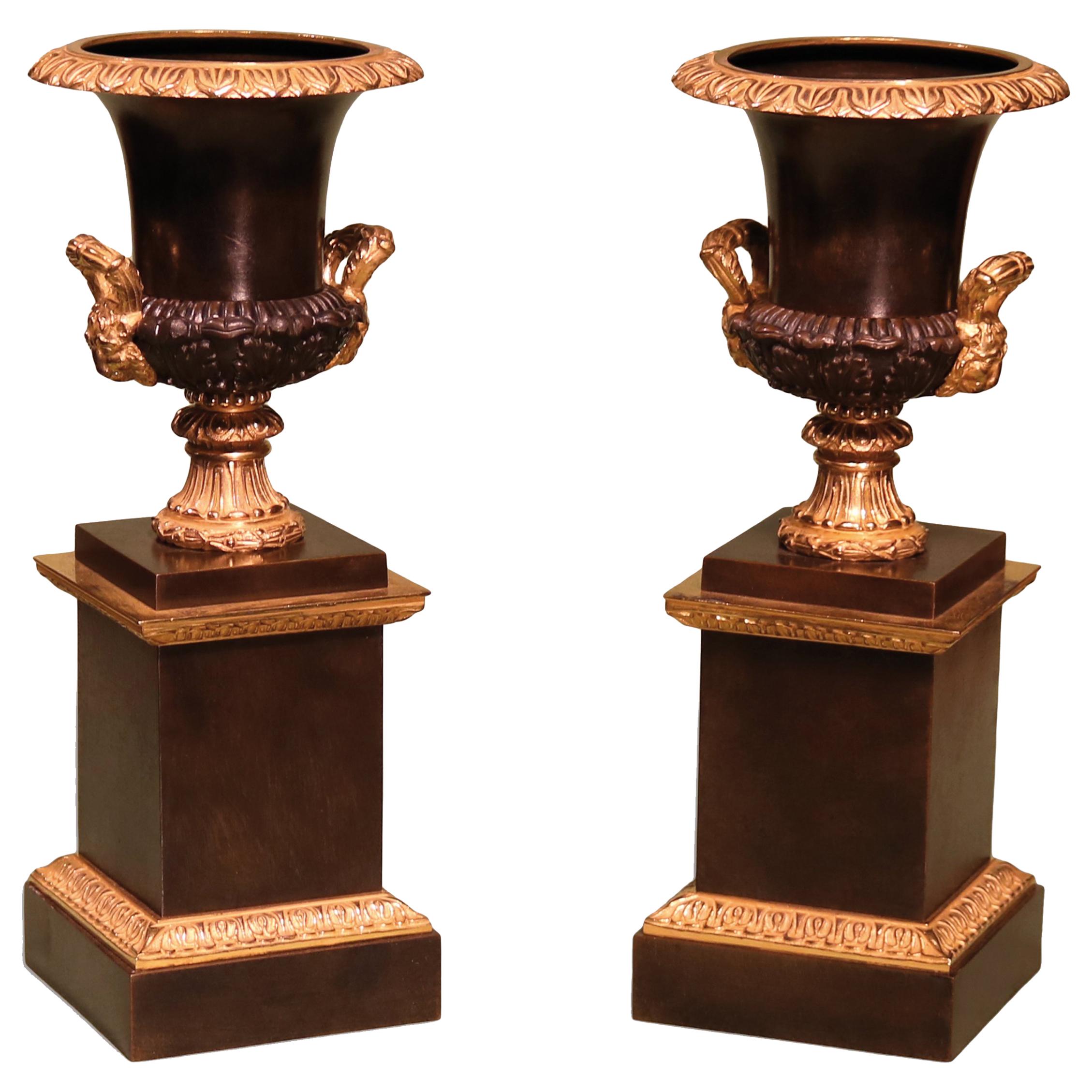 19th Century Regency Bronze and Ormolu Campana Urns
