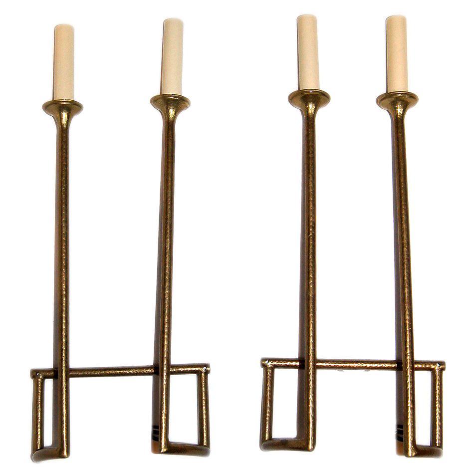 Set of Four Moderne Style Brass Sconces, Sold in Pairs For Sale