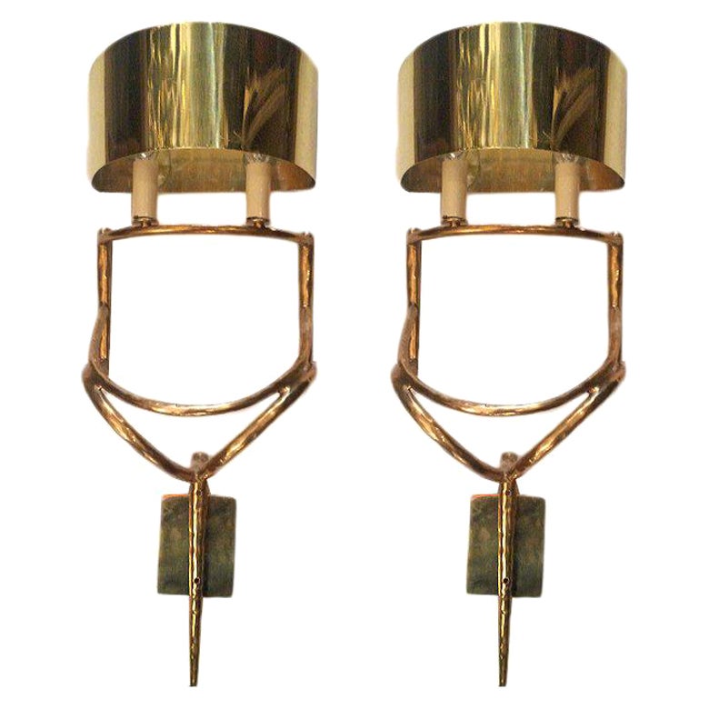 Pair of Moderne Style Sconces For Sale