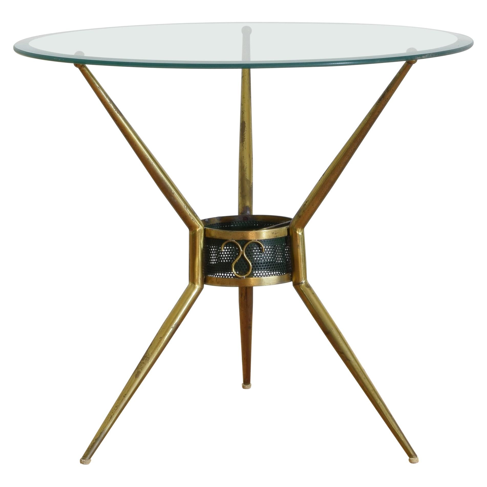 Continental Brass and Glass Side Table, 3rd Quarter of the 20th Century