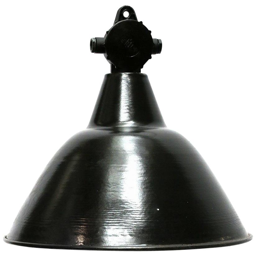 Black Enamel German Bakelite Top Vintage Industrial Pendant Lights