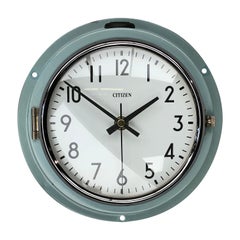 1980s Citizen Japanese Blue Steel Vintage Vintage Industrial Antique Quartz Clock