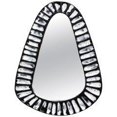 Lizzie Ceramic Mirror in Black UG/White Glaze by Melissa Cromwell