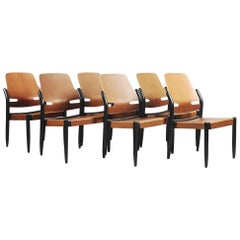 Mahogeny Plywood 805/3B Åkerbloms Chairs by Gunnar Eklöf for Bodafors, 1950s