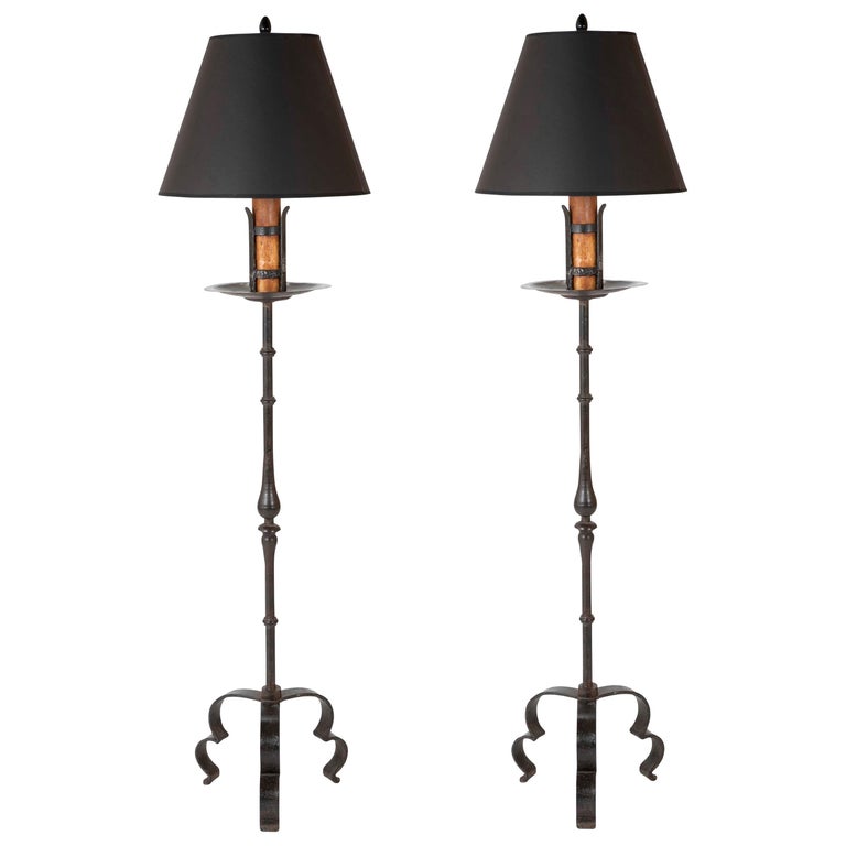 Pair Of Spanish Wrought Iron Floor Lamps