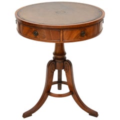Antique Mahogany Leather Top Drum Table