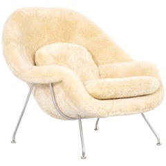 Mid-Century Modern Eero Saarinen for Knoll Womb Chair Reupholstered in Shearling