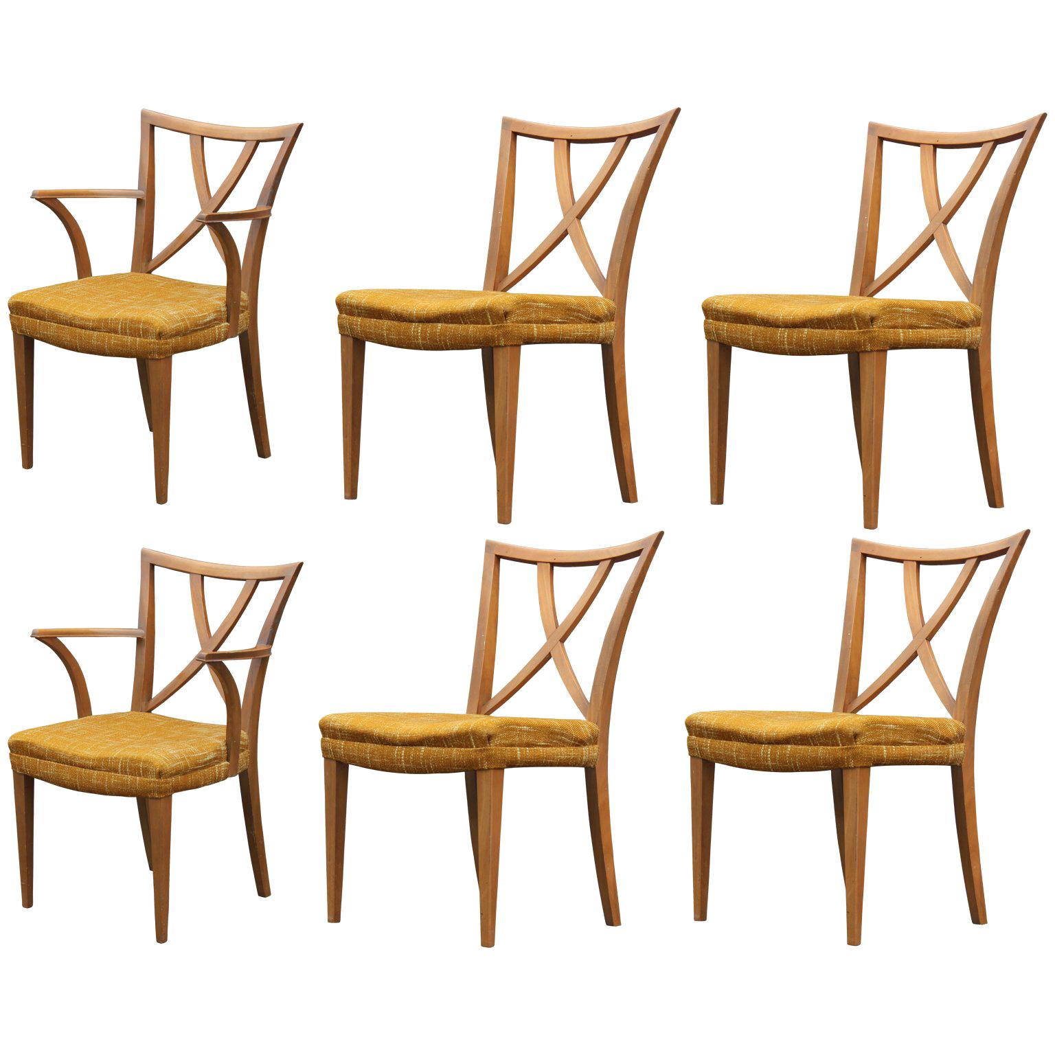 Beautiful Modern Set of Six X-Back Dining Chairs by Paul Frankl Com