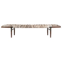 Contemporary Daybed, Walnut, Grey Brindle Hide and Bronze