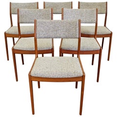 Set of 6 Midcentury Scandinavian Modern Teak Side Dining Chairs