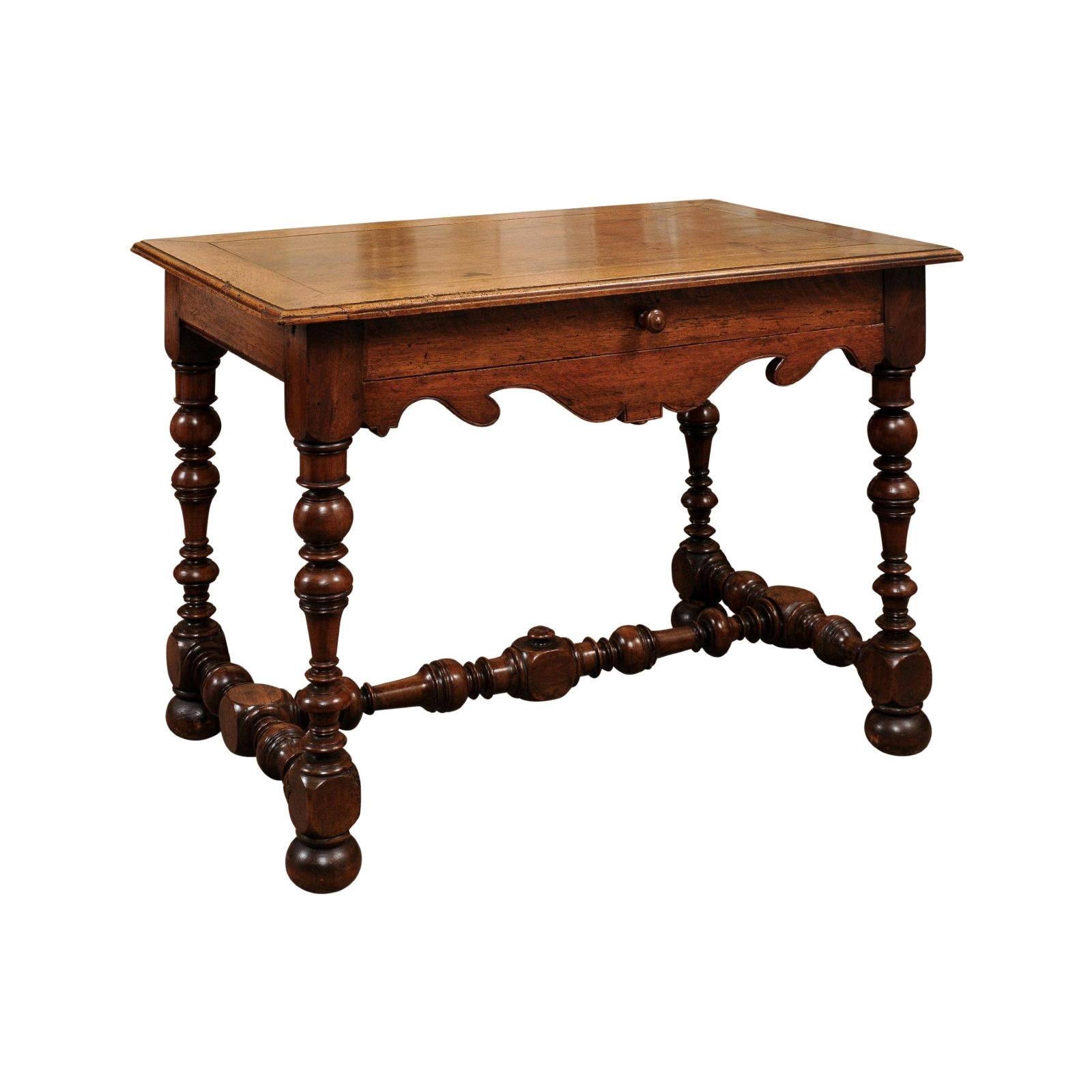 French Louis XIII Style Walnut Table, 19th Century