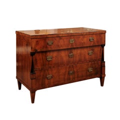 Early 19th Century Biedermeier Walnut Commode with Ebonized Detail