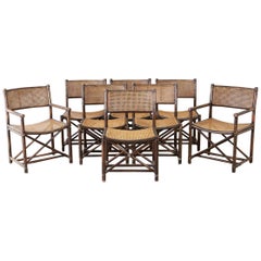 Set of Eight McGuire Bamboo Rattan Cane Dining Chairs