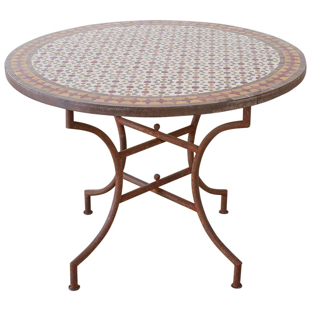 Spanish Dining Table with Moroccan Mosaic Tile Inlay