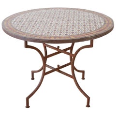 Spanish Dining Table with Moroccan Mosaic Tile Inlay