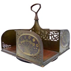 Antique Wood Brass & Bronze Rotating Art Nouveau Centerpiece Germany Jugendstil