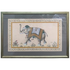 20th Century Framed Indian Ceremonial Elephant on Silk