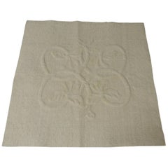 Natural Color "Trapunto" Pillow Face Made With Antique Linen
