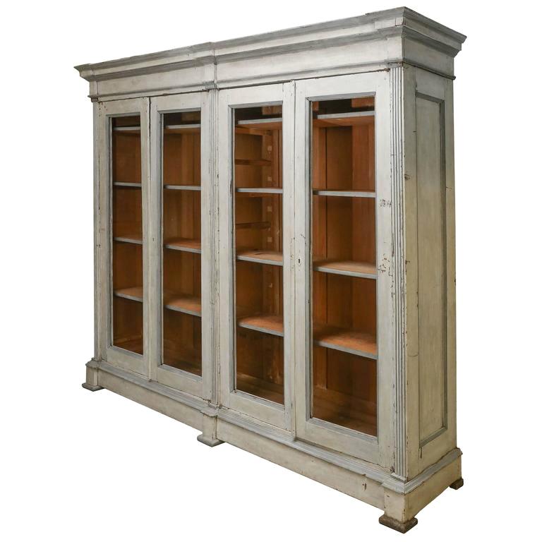 19th Century Italian Very Large Painted Pine Bookcase For Sale At