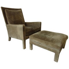 Milo Baughman Leather / Suede Lounge Chair with Ottoman by Thayer Coggin