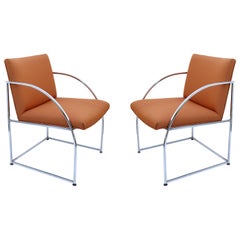Chrome-Framed Pair of Chairs by Milo Baughman for Thayer Coggin