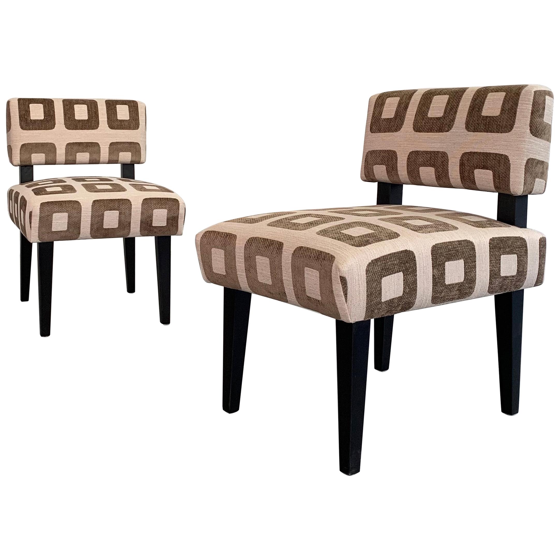 Custom Upholstered Maple Slipper Chairs