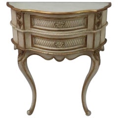 French Louis XV Style Shabby Chic Painted and Gilt Console Table