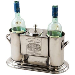 Midcentury French Silver Wine Chiller with Engraved Wine Labels, 1966