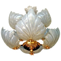 Italian Murano Glass Midcentury Hollywood Regency Gilt Chandelier