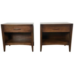 Vintage Classic Modernist Walnut Night Stands by Broyhill Premier